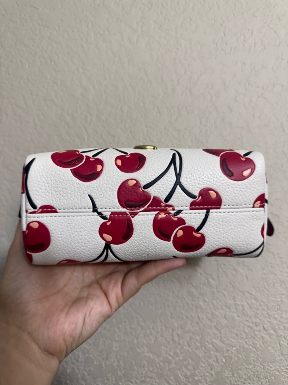 RARE Coach Essential Cherry Print Cosmetic Pouch with Gold C Hardware - Picture 5 of 6